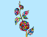 Dibujo Rama con flores pintado por solsticio