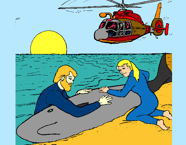 Dibujo Rescate ballena pintado por solsticio