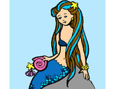 Dibujo Sirena con caracola pintado por miky123