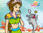 Dibujo Sirena con delfín pintado por aerenlove
