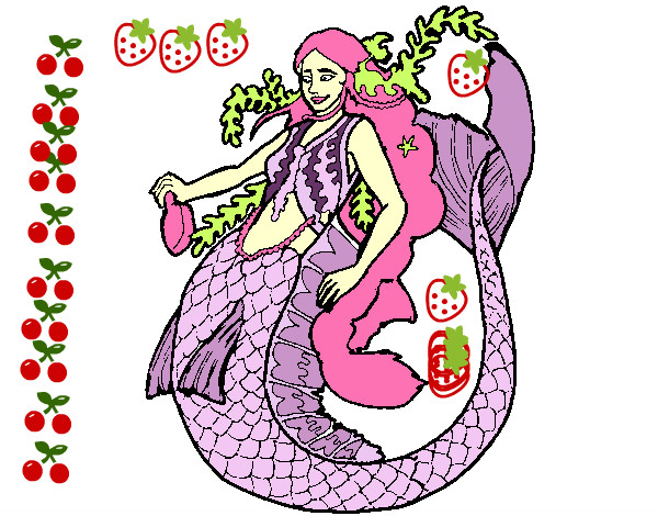 Dibujo Sirena con larga melena pintado por socata