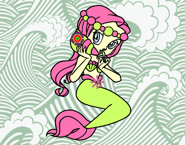 Dibujo Sirena con una caracola pintado por socata
