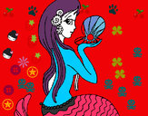 Dibujo Sirena y perla pintado por nanys