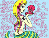 Dibujo Sirena y perla pintado por socata