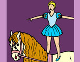 Dibujo Trapecista encima de caballo pintado por Analala