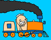 Dibujo Tren con maquinista pintado por peponcho