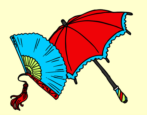 Dibujo Abanico y paraguas pintado por Tachones