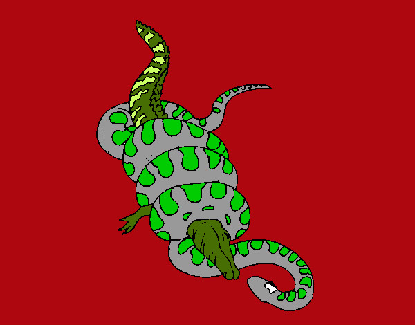 Dibujo Anaconda y caimán pintado por JEFTE