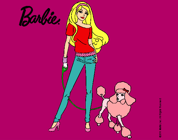 Dibujo Barbie con look moderno pintado por Helga