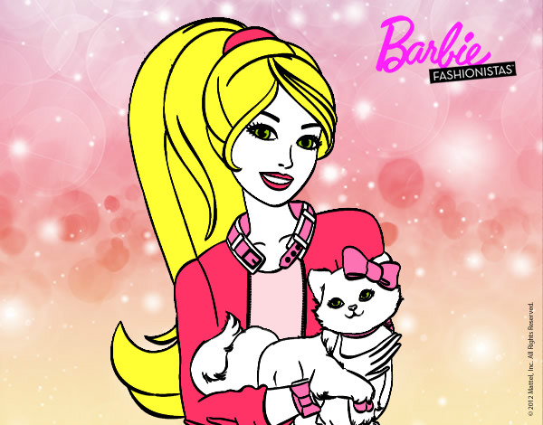 Dibujo Barbie con su linda gatita pintado por aracheli99