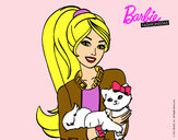 Dibujo Barbie con su linda gatita pintado por burgerking