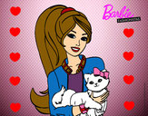 Dibujo Barbie con su linda gatita pintado por geju