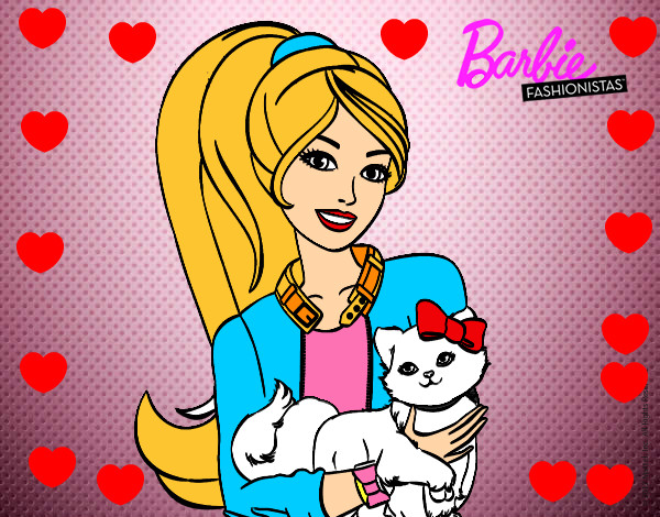 Barbie con su linda gatita