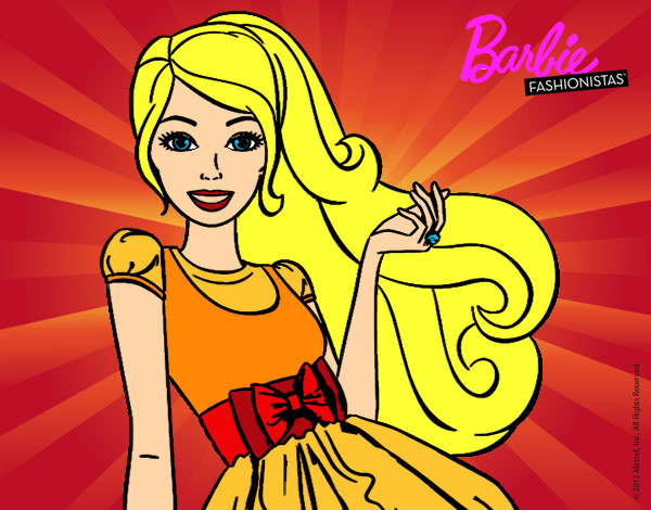 Dibujo Barbie con su vestido con lazo pintado por Anna-Ines