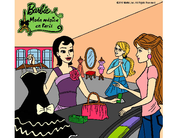 Dibujo Barbie en una tienda de ropa pintado por CHOWI