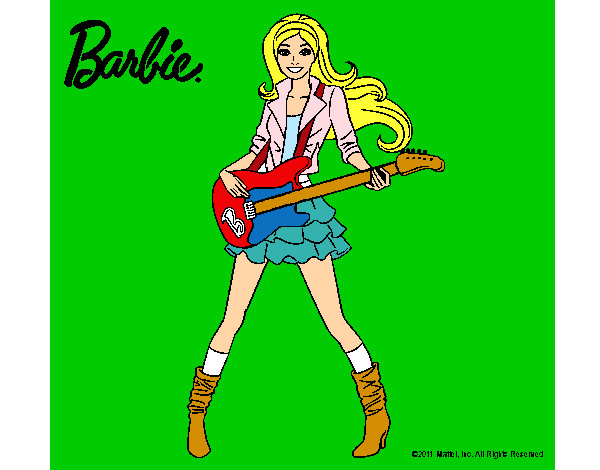 Dibujo Barbie guitarrista pintado por ines666