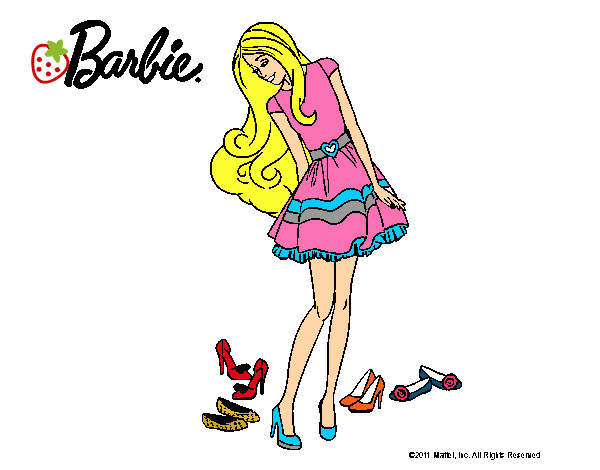 Dibujo Barbie y su colección de zapatos pintado por manuela29