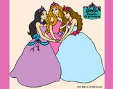 Dibujo Barbie y sus amigas princesas pintado por estephany