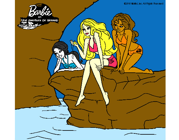 Dibujo Barbie y sus amigas sentadas pintado por aracheli99