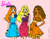 Dibujo Barbie y sus amigas vestidas de fiesta pintado por burgerking