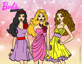 Dibujo Barbie y sus amigas vestidas de fiesta pintado por jenylove