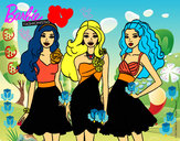 Dibujo Barbie y sus amigas vestidas de fiesta pintado por josefita22