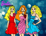 Dibujo Barbie y sus amigas vestidas de fiesta pintado por nanys