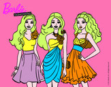 Dibujo Barbie y sus amigas vestidas de fiesta pintado por nereagomez