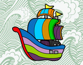 Dibujo Barco de corsarios pintado por mope