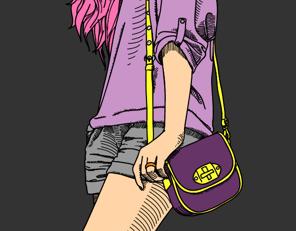 Dibujo Chica con bolso pintado por 1000ARIS