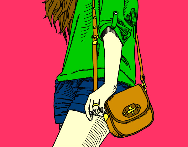 Dibujo Chica con bolso pintado por aracheli99