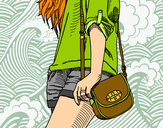 Dibujo Chica con bolso pintado por burgerking