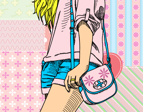 Dibujo Chica con bolso pintado por Sandrixbel
