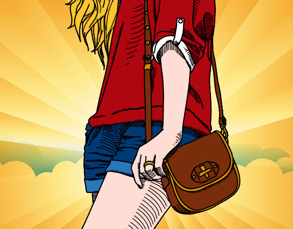 Dibujo Chica con bolso pintado por stipp