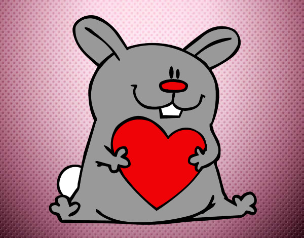 Dibujo Conejo con corazón pintado por pingo