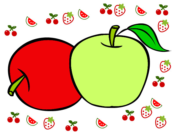 Dibujo Dos manzanas pintado por carla0514