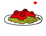 Dibujo Espaguetis con carne pintado por yamile11