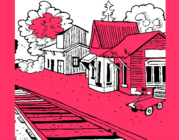 Dibujo Estación de tren pintado por valeruchi
