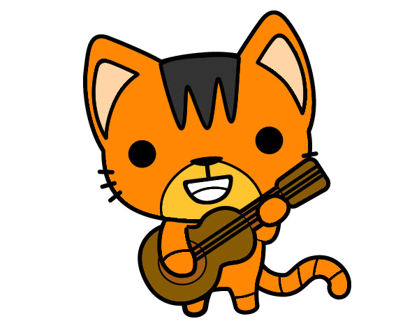 Dibujo Gato guitarrista pintado por rebemania
