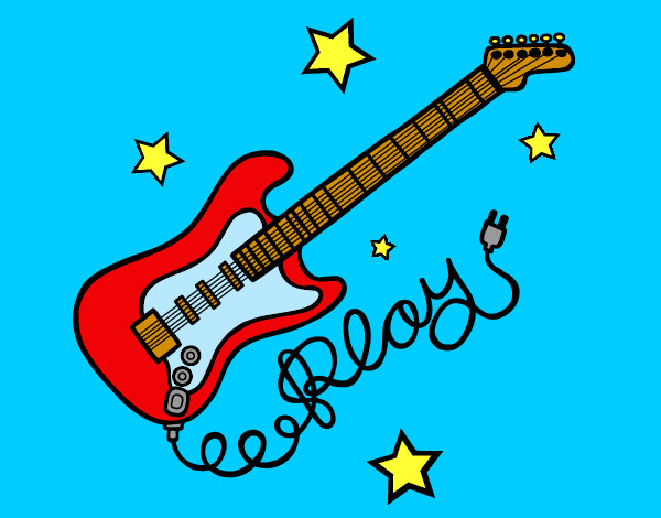 Dibujo Guitarra y estrellas pintado por ines666