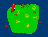 Dibujo Gusano en la fruta pintado por noa144