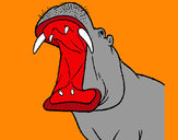 Dibujo Hipopótamo con la boca abierta pintado por JEFTE