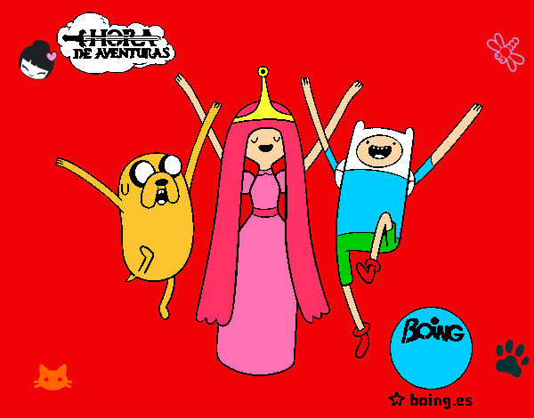 Dibujo Jake, Princesa Chicle y Finn pintado por ANGEL12332