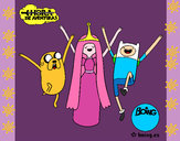 Dibujo Jake, Princesa Chicle y Finn pintado por anmo10