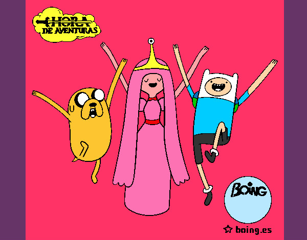 Dibujo Jake, Princesa Chicle y Finn pintado por pingo