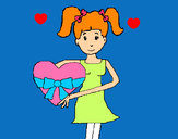 Dibujo Jovencita corazón pintado por _aniita_