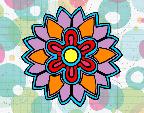 Dibujo Mándala con forma de flor weiss pintado por ambarota