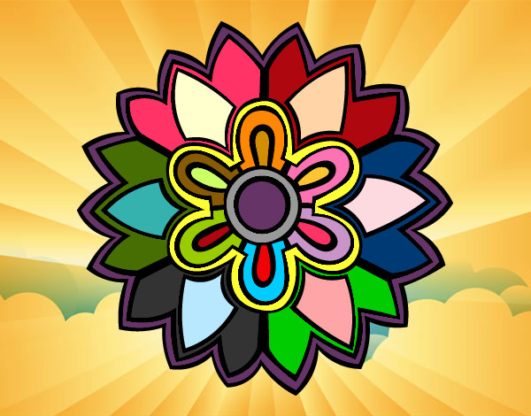 Dibujo Mándala con forma de flor weiss pintado por mariana200