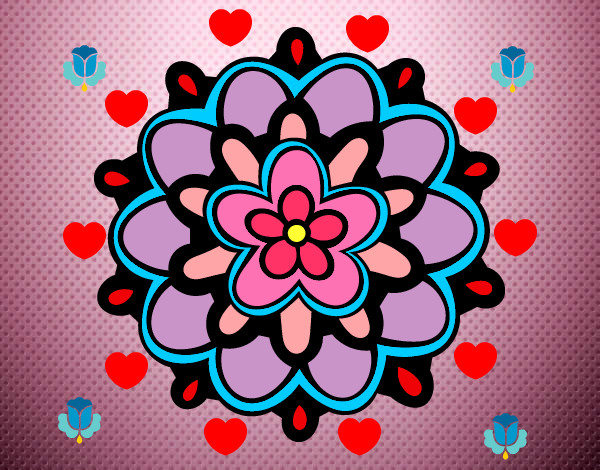 Dibujo Mándala con una flor pintado por ambarota