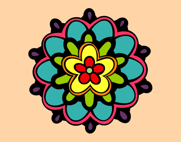 Dibujo Mándala con una flor pintado por carlamiche